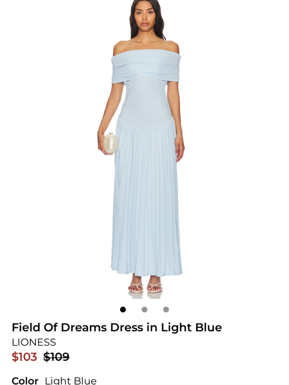 Lioness Field of Dreams Off-Shoulder Maxi Dress in Light Blue